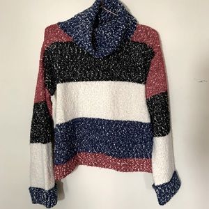 G.I.L.I. | striped colorblock boucle turtleneck sweater XS
